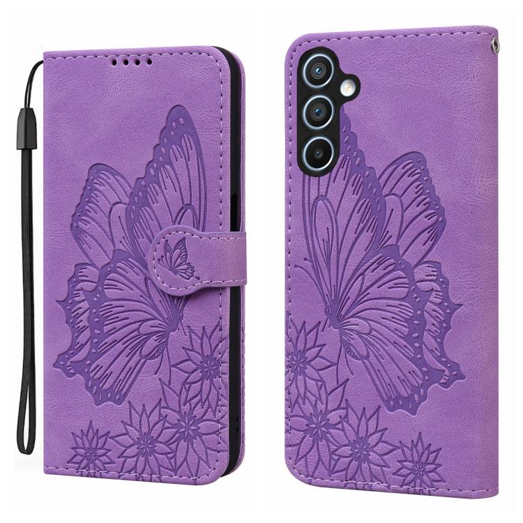For Samsung Galaxy S26 5G Retro Skin Feel Butterflies Embossing Horizontal Flip Leather Phone Case(Purple)