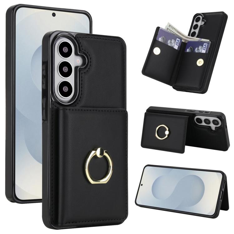 For Samsung Galaxy S26 5G RFID Anti-theft Card Ring Holder Phone Case(Black)