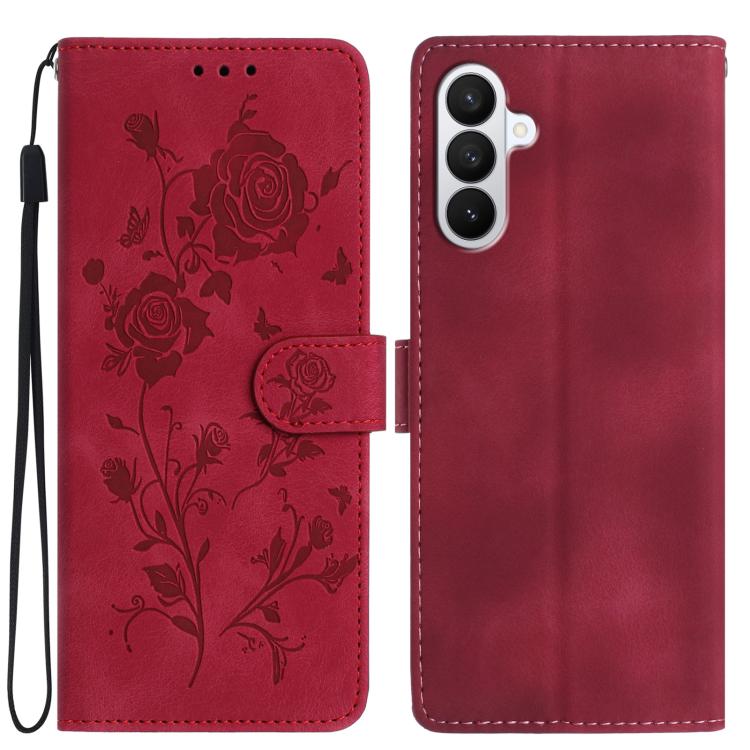 For Samsung Galaxy S26 5G Rose Flower Embossing Pattern Leather Phone Case(Red)