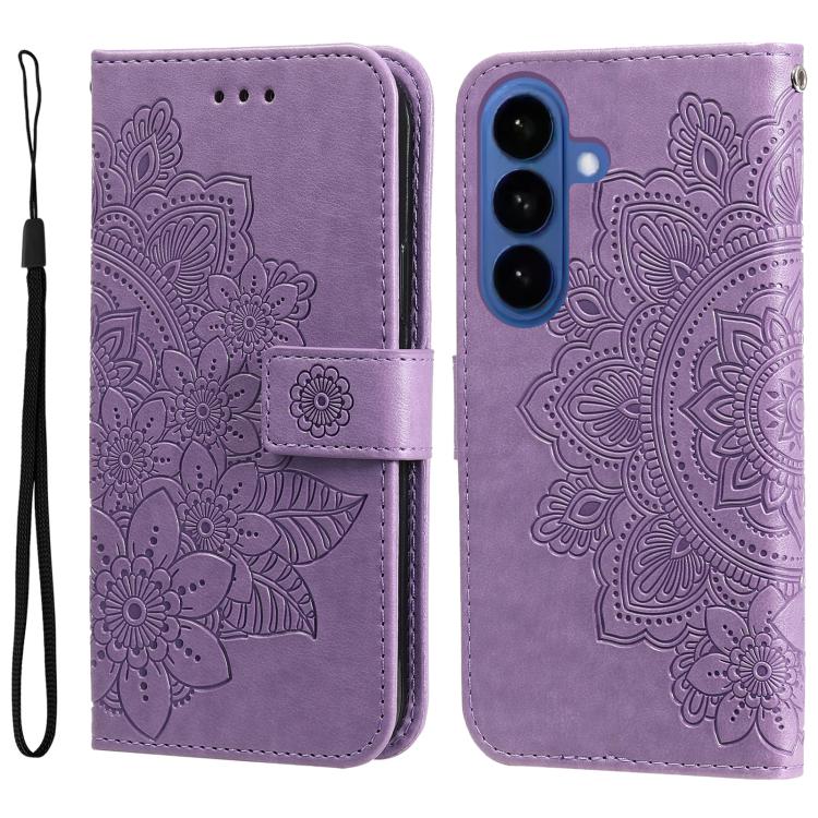 For Samsung Galaxy S26 5G Seven-petal Flowers Embossing Leather Phone Case(Light Purple)