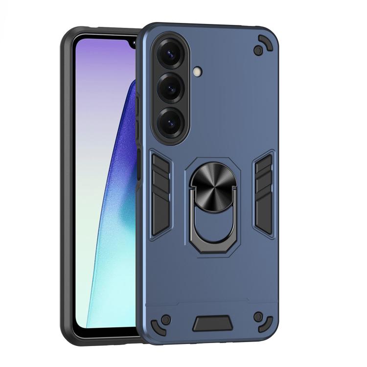 For Samsung Galaxy S26 5G Shockproof Metal Ring Holder Phone Case(Blue)