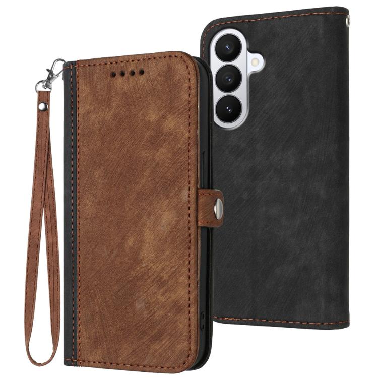 For Samsung Galaxy S26 5G Side Buckle Double Fold Hand Strap Leather Phone Case(Brown)