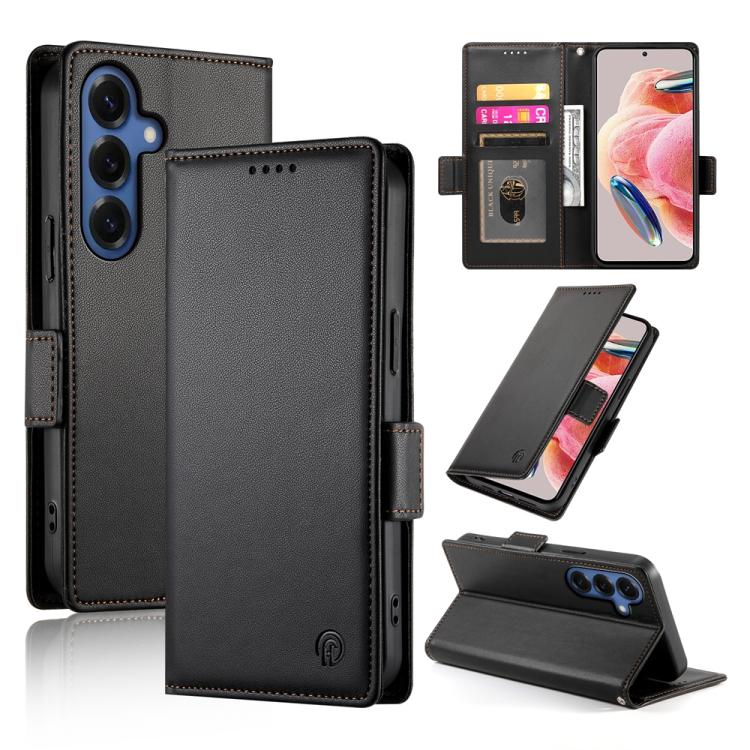 For Samsung Galaxy S26 5G Side Buckle Magnetic Frosted Leather Phone Case(Black)