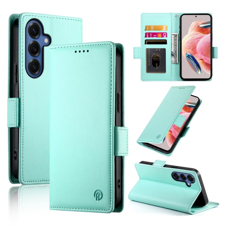 For Samsung Galaxy S26 5G Side Buckle Magnetic Frosted Leather Phone Case(Mint Green)