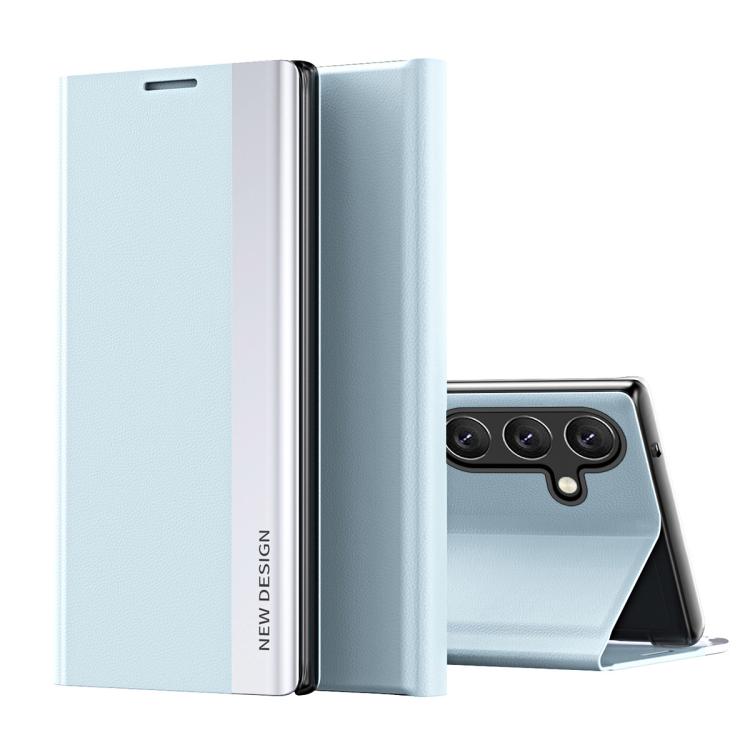 For Samsung Galaxy S26 5G Side Electroplated Adsorption Leather Phone Case(Light Blue)