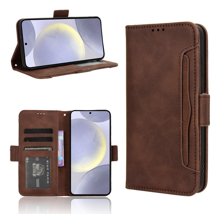 For Samsung Galaxy S26 5G Skin Feel Calf Texture Card Slots Leather Phone Case(Brown)