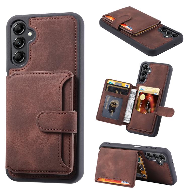 For Samsung Galaxy S26 5G Skin Feel Dream RFID Anti-theft PU Card Bag Phone Case(Coffee)