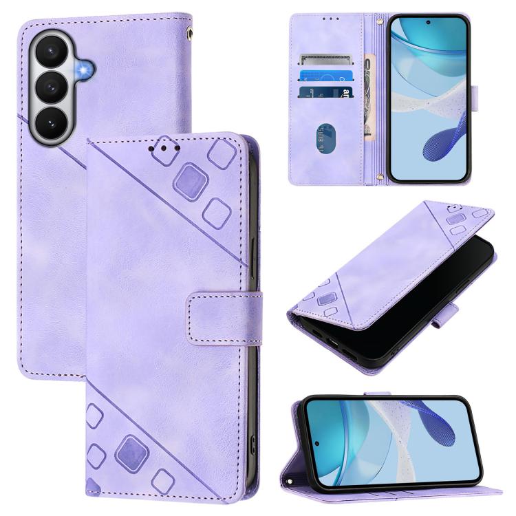 For Samsung Galaxy S26 5G Skin-feel Embossed Leather Phone Case(Light Purple)