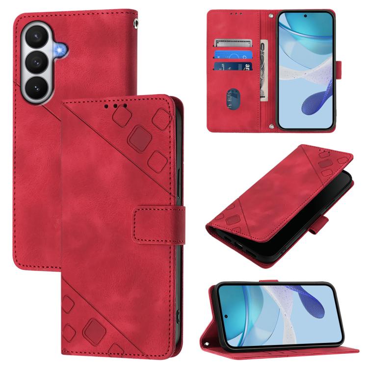 For Samsung Galaxy S26 5G Skin-feel Embossed Leather Phone Case(Red)