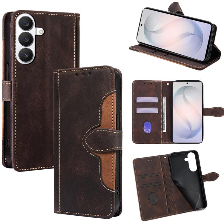 For Samsung Galaxy S26 5G Skin Feel Magnetic Buckle Leather Phone Case(Brown)