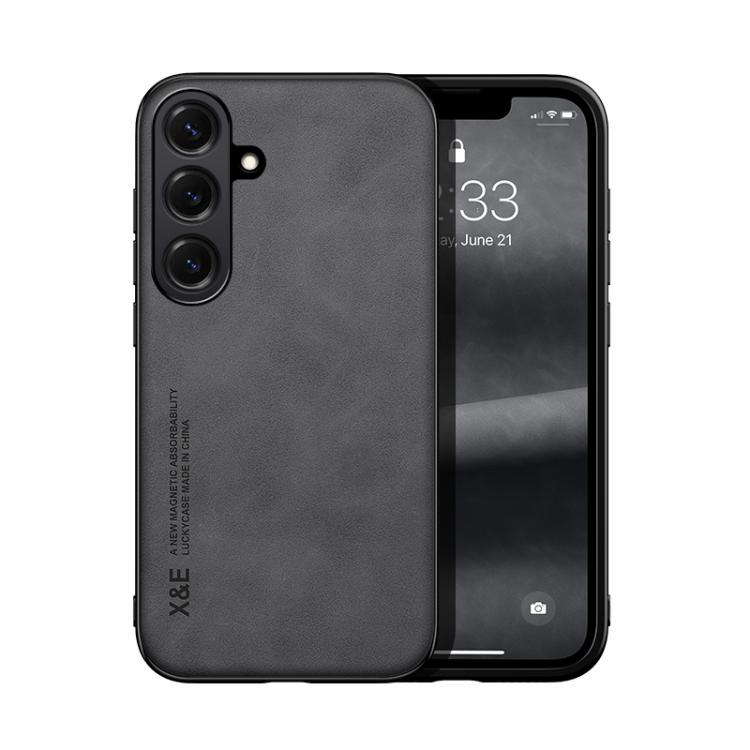 For Samsung Galaxy S26 5G Skin Feel Magnetic Leather Back Phone Case(Dark Grey)