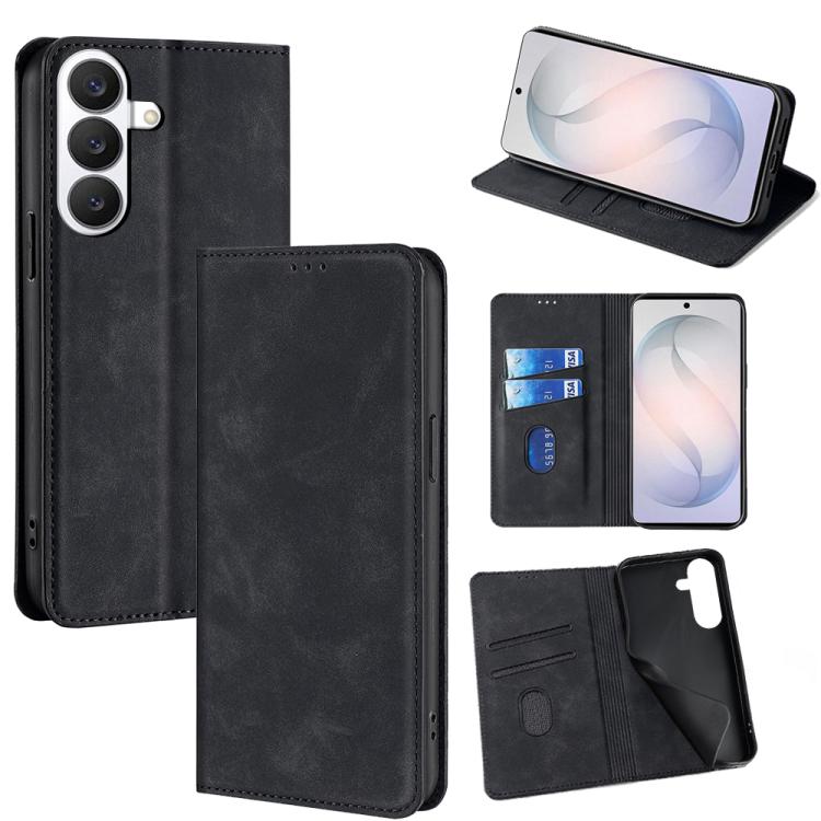 For Samsung Galaxy S26 5G Skin Feel Magnetic Leather Phone Case(Black)