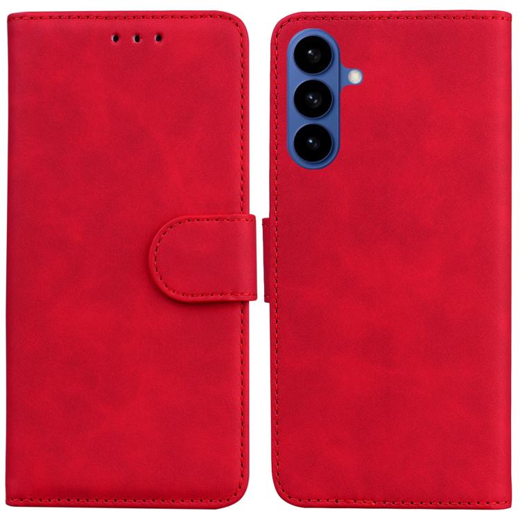 For Samsung Galaxy S26 5G Skin Feel Pure Color Flip Leather Phone Case(Red)