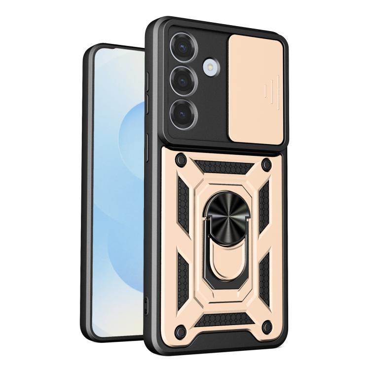 For Samsung Galaxy S26 5G Sliding Camera Cover Design TPU+PC Phone Case(Gold)