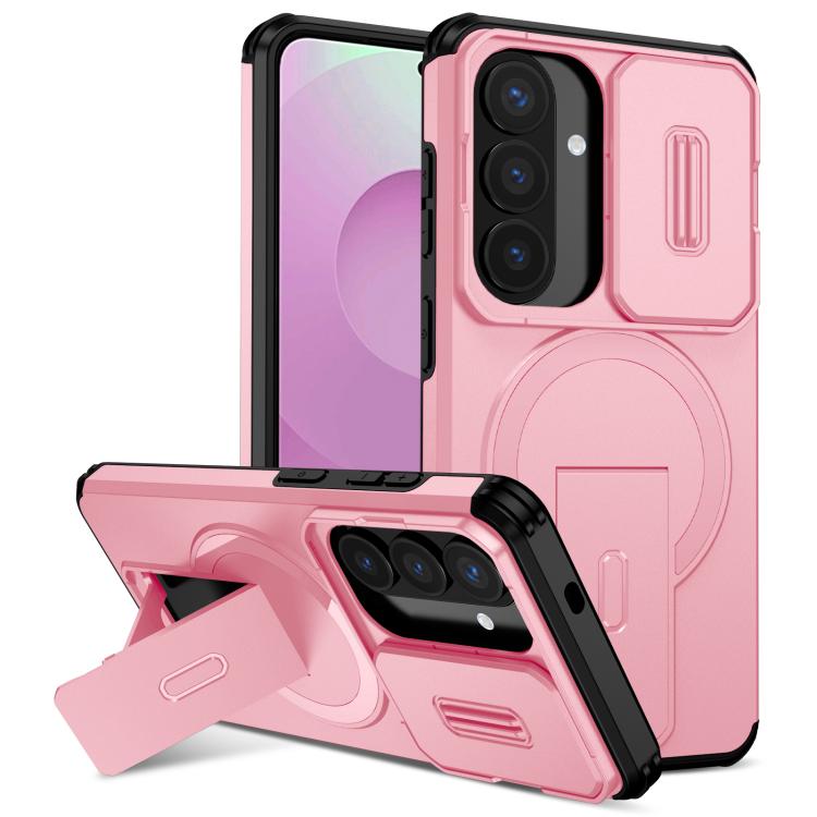 For Samsung Galaxy S26 5G Sliding Camshield MagSafe Holder Phone Case(Pink)