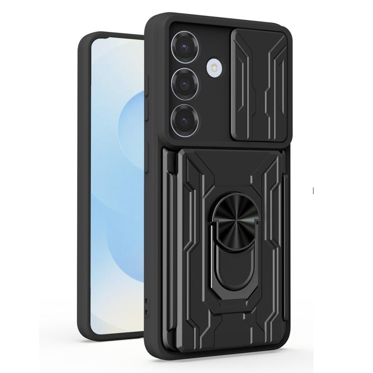 For Samsung Galaxy S26 5G Sliding Camshield TPU+PC Phone Case with Card Slot(Black)