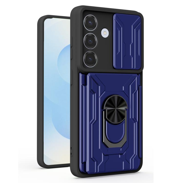 For Samsung Galaxy S26 5G Sliding Camshield TPU+PC Phone Case with Card Slot(Blue)