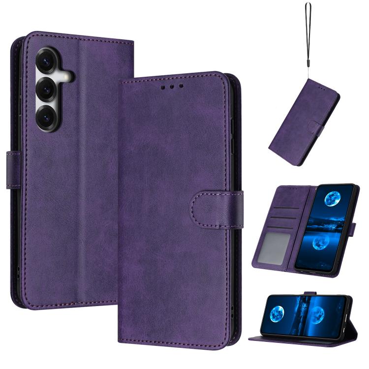 For Samsung Galaxy S26 5G Solid Calf Texture Flip Leather Phone Case(Purple)
