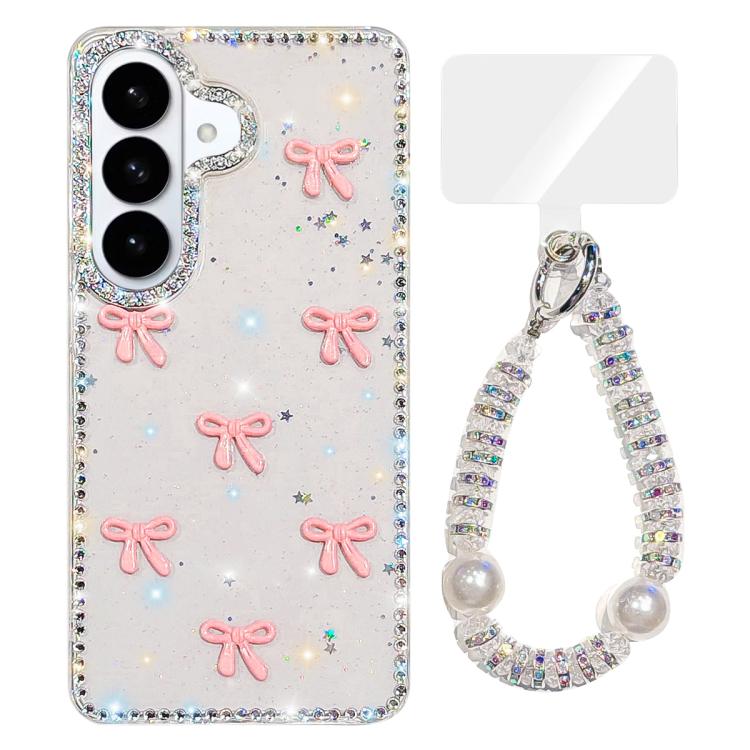 For Samsung Galaxy S26 5G Sparkling IMD Colorful Bow Phone Case with Bracelet(Glitter Star)