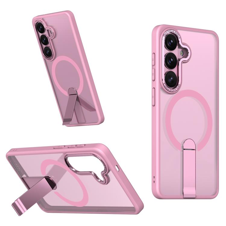 For Samsung Galaxy S26 5G Star Shine Series TPU + PC MagSafe Phone Case with Fold Holder(Pink)