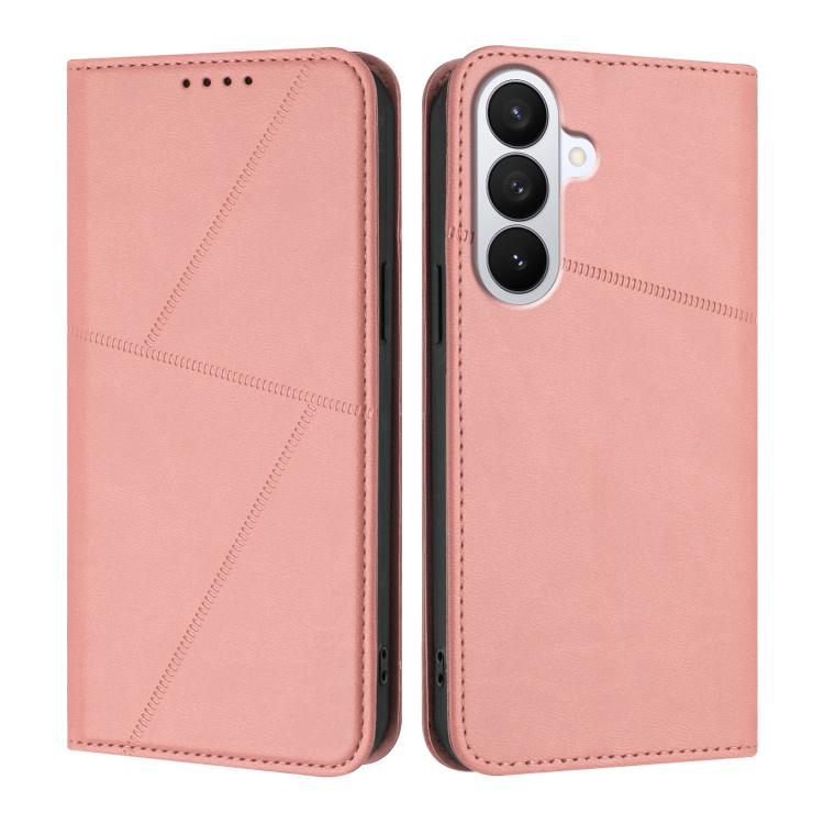 For Samsung Galaxy S26 5G Strong Magnetic Frosted Flip Leather Phone Case(Pink)