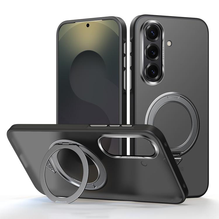 For Samsung Galaxy S26 5G SULADA 360 Degree Rotation Holder Frosted Magnetic Phone Case(Black)