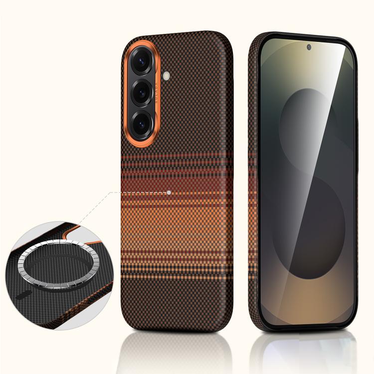 For Samsung Galaxy S26 5G SULADA Kevlar Woven Texture Magnetic Leather Phone Case(Orange)