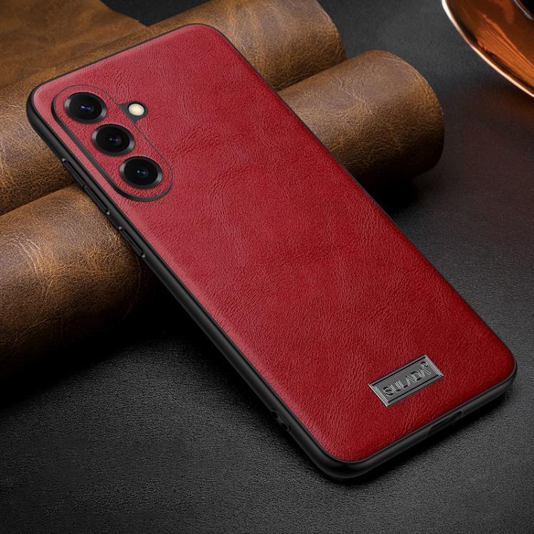 For Samsung Galaxy S26 5G SULADA Shockproof TPU Hybrid Handmade Leather Precise Hole Phone Case(Red)