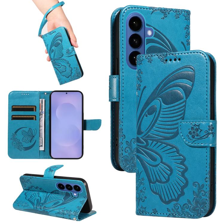 For Samsung Galaxy S26 5G Swallowtail Butterfly Embossed Leather Phone Case(Blue)