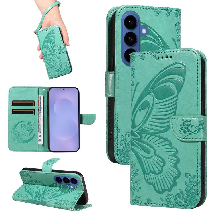 For Samsung Galaxy S26 5G Swallowtail Butterfly Embossed Leather Phone Case(Green)