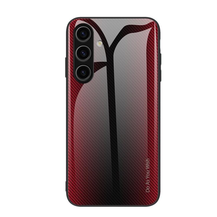 For Samsung Galaxy S26 5G Texture Gradient Glass TPU Phone Case(Red)