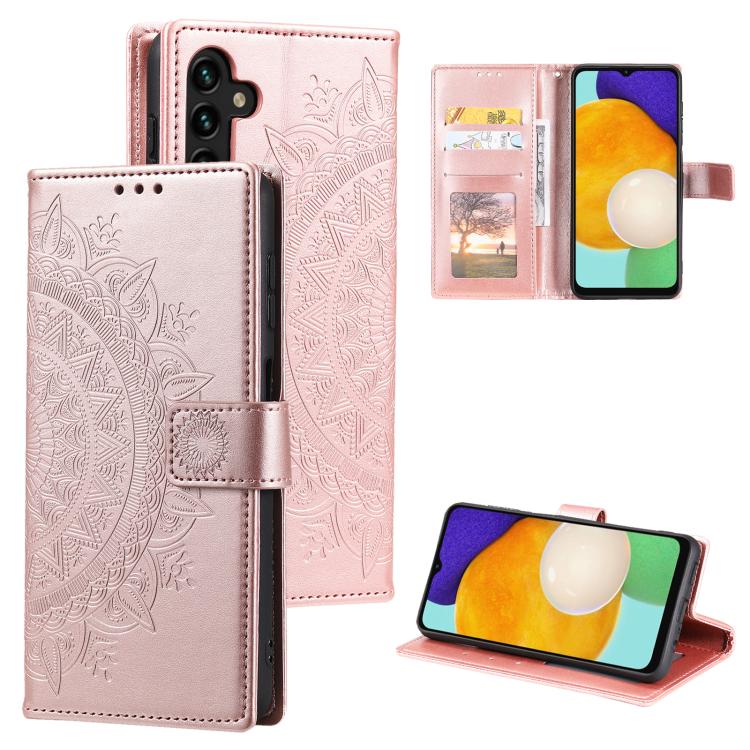 For Samsung Galaxy S26 5G Totem Flower Embossed Leather Phone Case with Lanyard(Rose Gold)