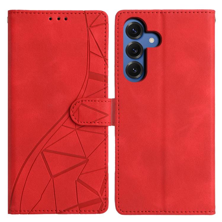 For Samsung Galaxy S26 5G Triangles Embossed Leather Phone Case(Red)