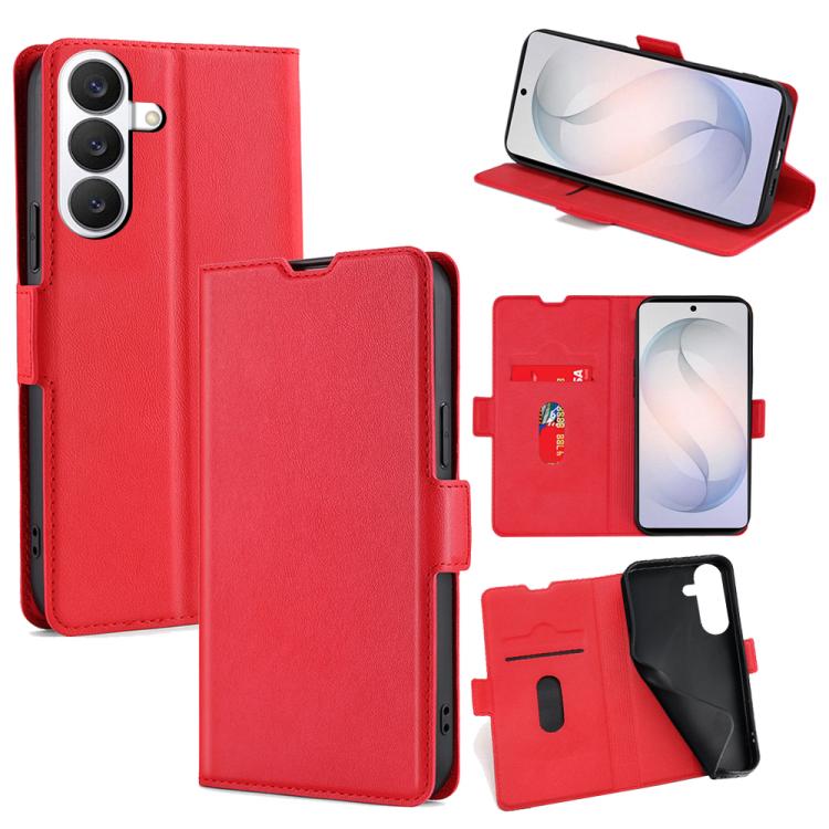 For Samsung Galaxy S26 5G Ultra-thin Voltage Side Buckle Horizontal Flip Leather Phone Case(Red)