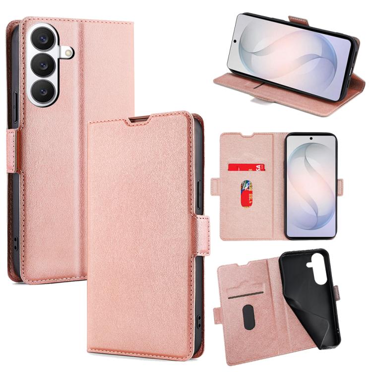 For Samsung Galaxy S26 5G Ultra-thin Voltage Side Buckle Horizontal Flip Leather Phone Case(Rose Gold)