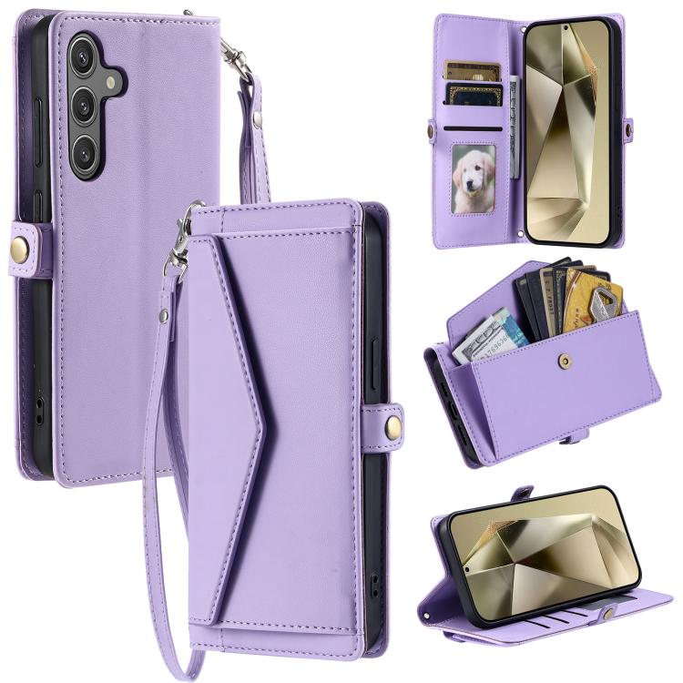 For Samsung Galaxy S26 5G Wallet Multi-card Slot Leather Phone Case with Lanyard(Purple)