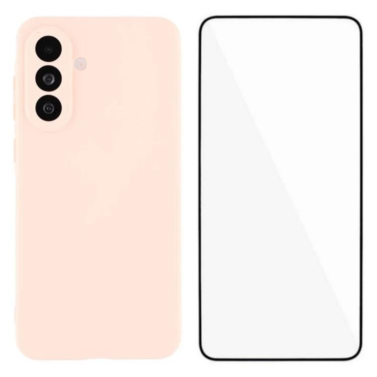 For Samsung Galaxy S26 5G WANLONFENG Square Edge Soft TPU Phone Case with Screen Protector(Pink)