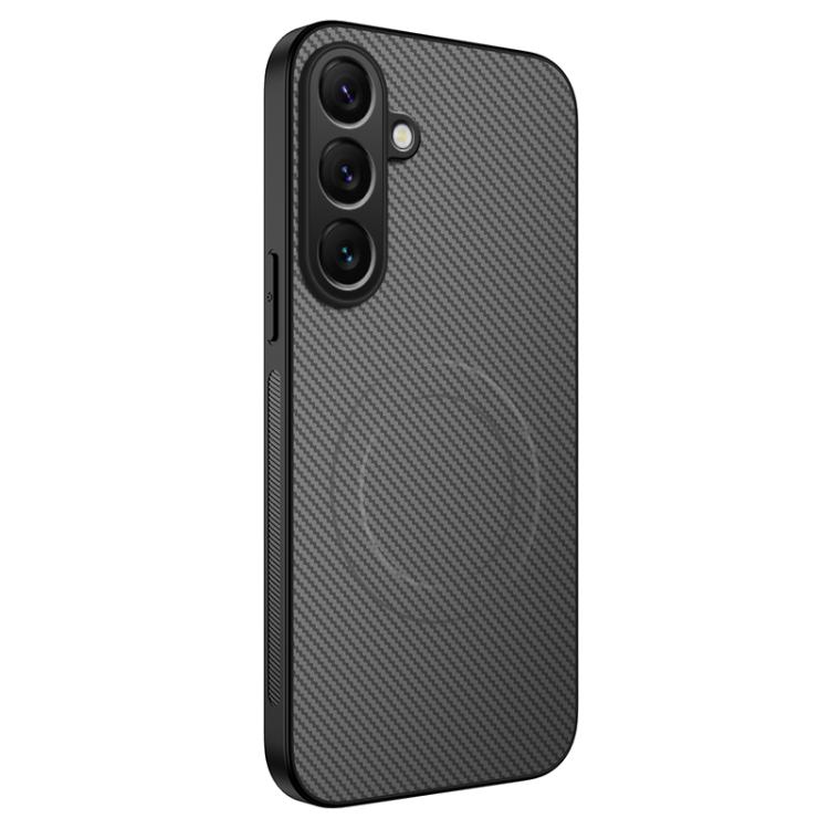 For Samsung Galaxy S26 5G WANLONFENG TQ Series Magnetic Carbon Fiber Texture PC Hybrid TPU Phone Case(Grey)