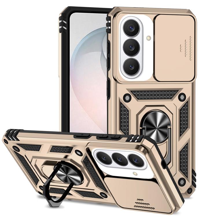 For Samsung Galaxy S26 5G XDcase Sliding Camshield Ring Holder Magnetic Phone Case(Gold)