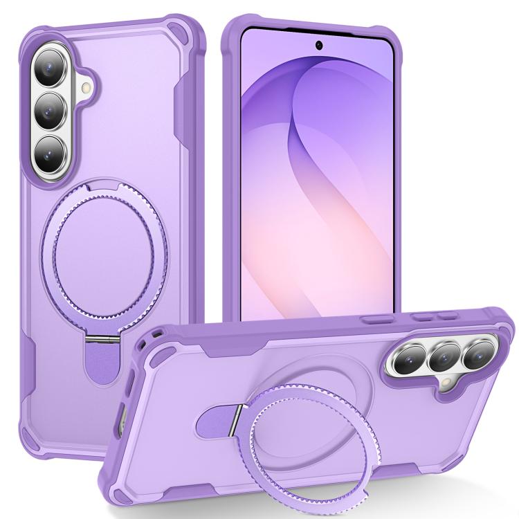 For Samsung Galaxy S26 5G Yingcai Gears MagSafe Holder Shockproof Phone Case(Purple)
