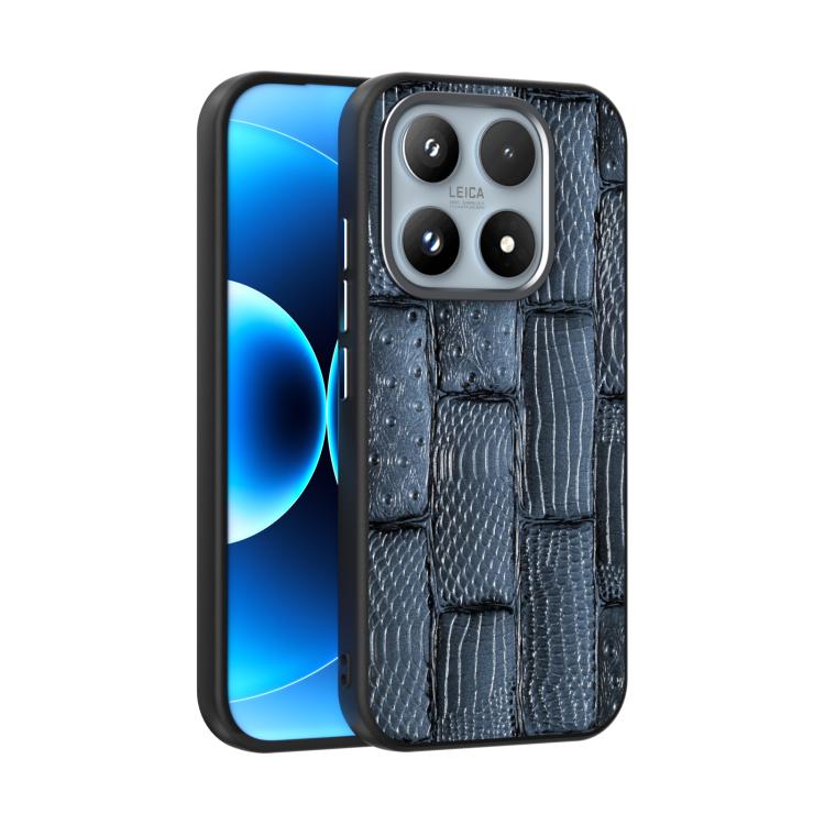 For Xiaomi 17 ABEEL Beast Pattern 6D Micro-Embossed MagSafe Genuine Leather Phone Case(Blue)
