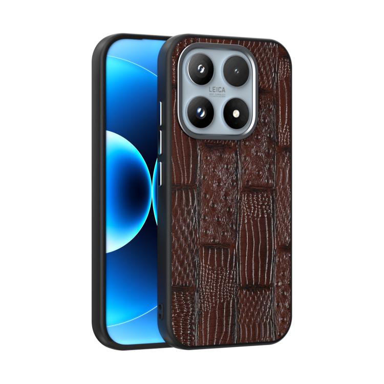 For Xiaomi 17 ABEEL Beast Pattern 6D Micro-Embossed MagSafe Genuine Leather Phone Case(Brown)