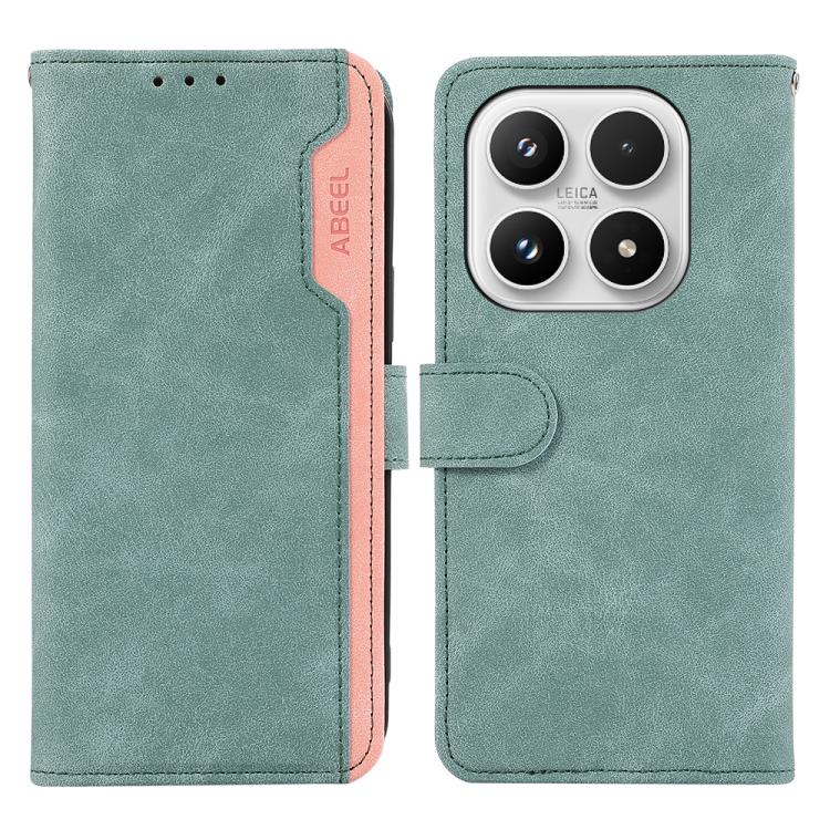 For Xiaomi 17 ABEEL Color Block Magnetic RFID Leather Phone Case(Cyan-Pink)