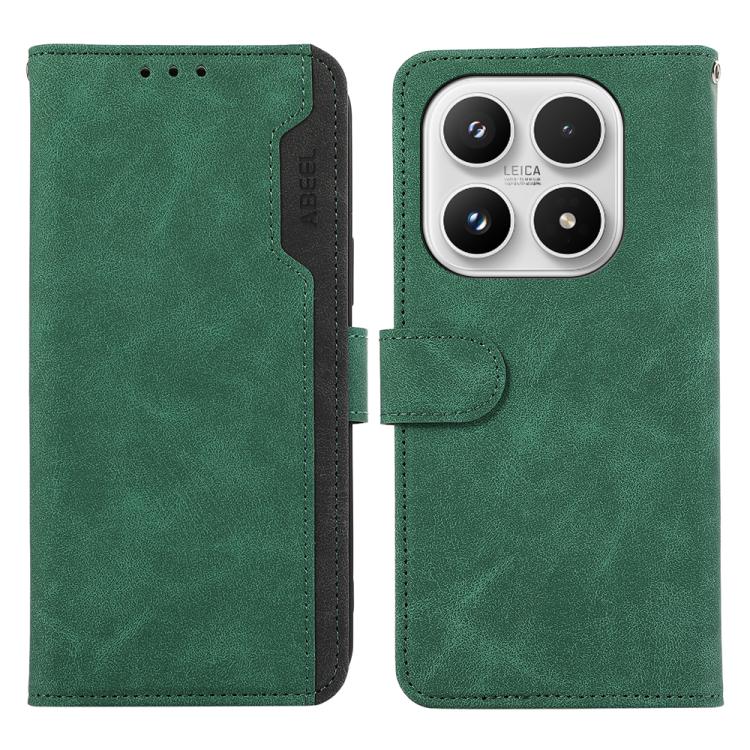 For Xiaomi 17 ABEEL Color Block Magnetic RFID Leather Phone Case(Green-Black)