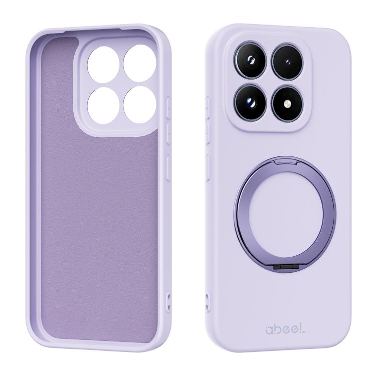 For Xiaomi 17 ABEEL Skin-friendly Feel Magnetic Liquid Silicone Phone Case with Holder(Lilac Purple)
