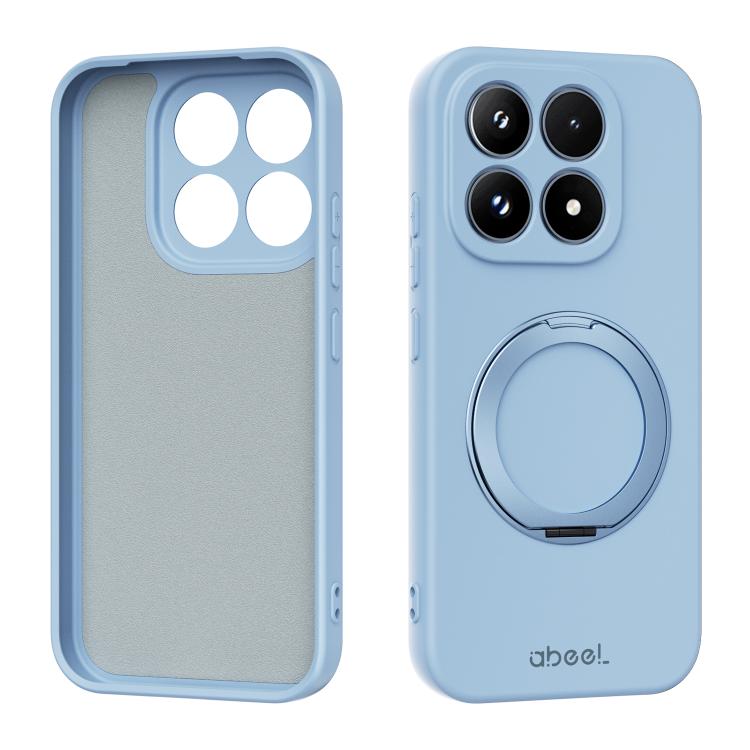 For Xiaomi 17 ABEEL Skin-friendly Feel Magnetic Liquid Silicone Phone Case with Holder(Sky Blue)