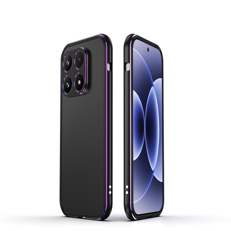 For Xiaomi 17 Aurora Series Lens Protector + Metal Frame Phone Case(Black Purple)