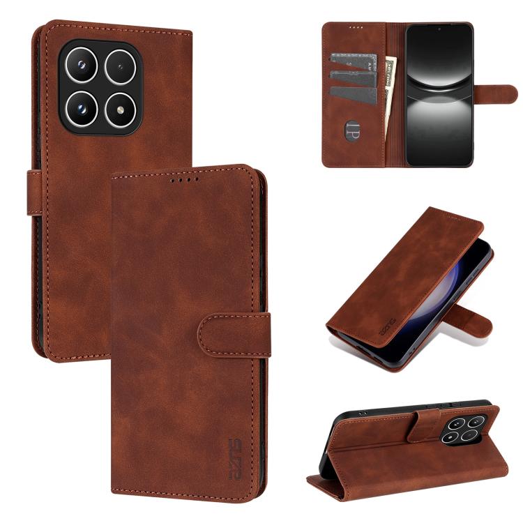 For Xiaomi 17 AZNS Skin Feel Calf Texture Flip Leather Phone Case(Brown)