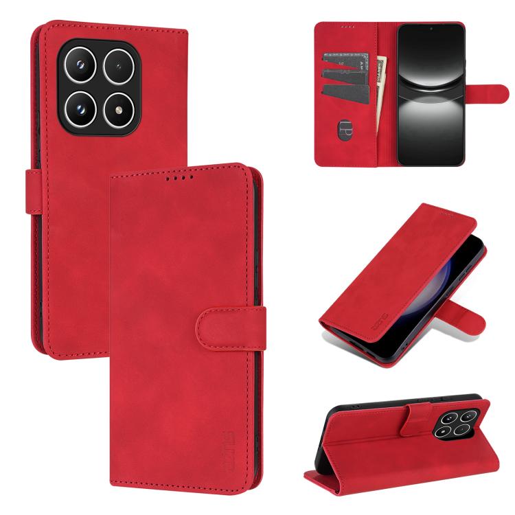 For Xiaomi 17 AZNS Skin Feel Calf Texture Flip Leather Phone Case(Red)