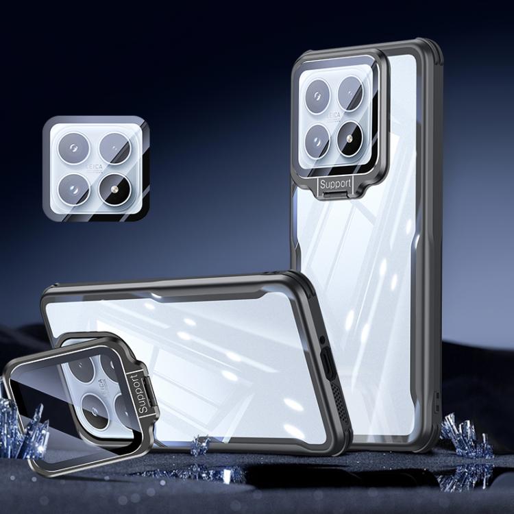 For Xiaomi 17 Blade Transparent Full Coverage Lens Holder Shockproof Phone Case(Graphite Black)
